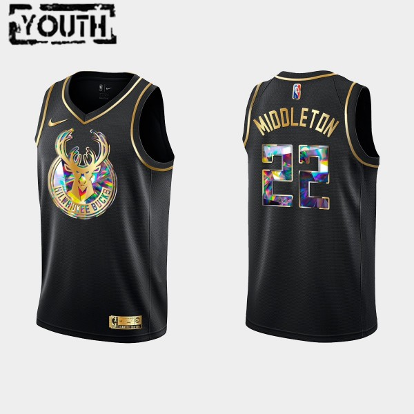 NBA Milwaukee Bucks Trikot Khris Middleton 22 Nike 2021-22 Schwarz Golden Edition 75th Anniversary Diamond Swingman - Kinder NBA Milwaukee Bucks Trikot Khris Middleton 22 Nike 2021-22 Schwarz Golden Edition 75th Anniversary Diamond Swingman - Kinder